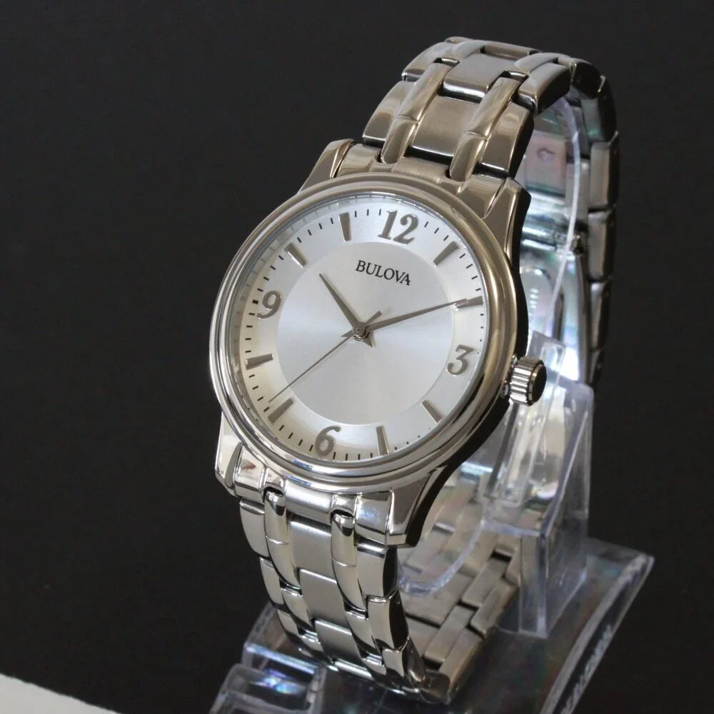 Bulova Men's Corporate Collection Quartz Watch Silver Tone Raised Indices 38mm